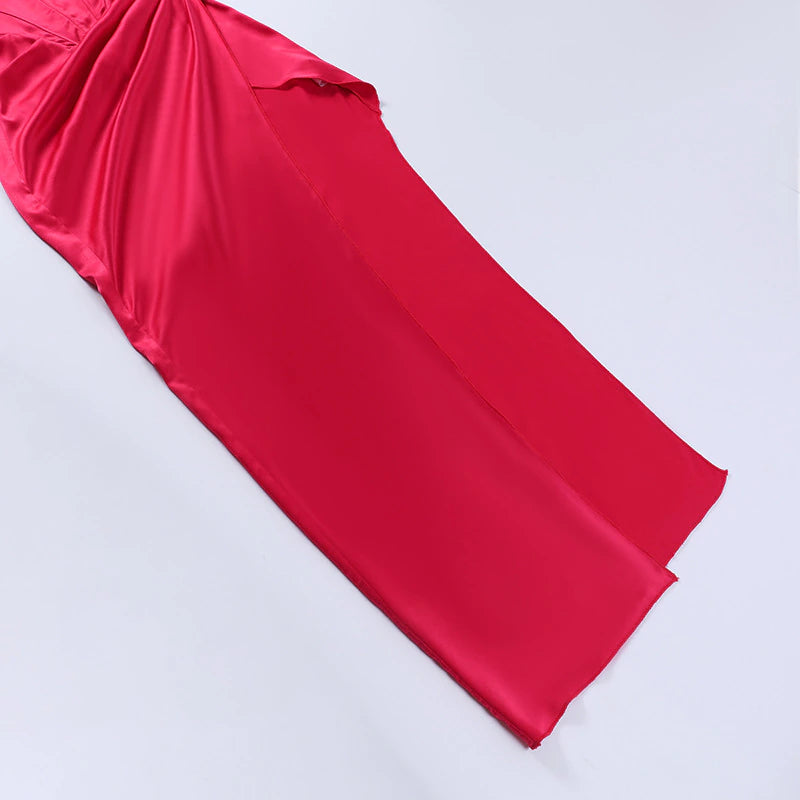 Emily Elegant Backless Satin Split Midi Dress